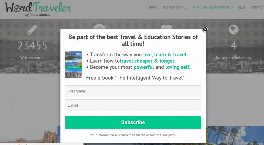 Online Traveler Exposure Landing Page